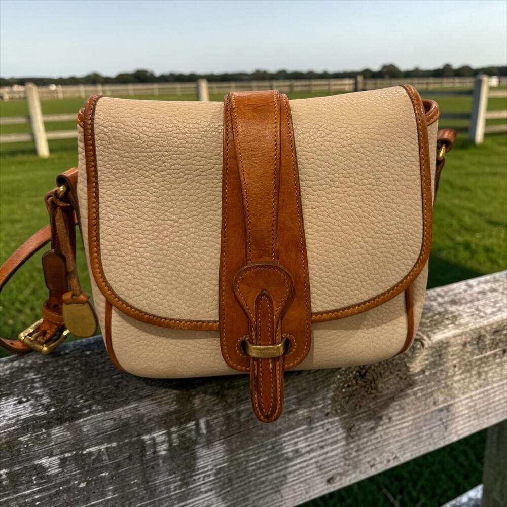 Vintage 1980s Dooney & Bourke Leather Over Under Crossbody Bag